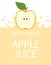 Natural apple juice label template. Colorful apple fresh juice emblem Organic fresh fruit, vector illustration