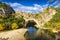 Natural arch over the river at Pont d`Arc in Ardeche