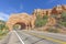 Natural arch road tunnel on the Scenic Byway 12.