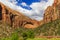 Natural Arch at scenic road in Zion National Park