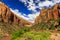 Natural Arch at scenic road in Zion National Park