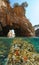 Natural arch with starfish Mediterranean sea