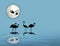 Natural background with Herons and flamingos silhouette in water reflection with full moon