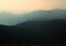 Natural background panorama background of scenic hilly landscape at dusk