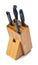 Natural bamboo stand with four stab knives,
