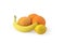 Natural banana, lemon, grapefruit, orange on white background