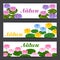 Natural banners with lotus flowers and leaves. Design for cards, flayers, brochures, advertising booklets