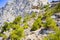 Natural bare rock formation and arid landscape, Santorini, Greece