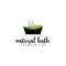natural bath leaf and bathtub vector logo design