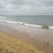 Natural beautiful costal beach area foot print s dark colour sky background in ceylon