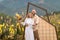 natural beauty and simplicity of a couple who eloped in the mountains surrounded by natural decor and flowers. The bride is