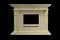 Natural beige marble fireplace on black background