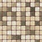 Natural beige marble stony mosaic seamless texture background with dark brown grout - regular squares