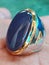 Natural Blue Chalcedony Gemstone Jewellery on Ring