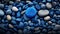 Natural Blue Stones Polished Sea Glass And Stones Azure Blue Glass Pebbles AI Generative