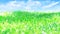 Natural blurred summer spring background. Juicy fresh green grass against the blue sky with clouds.