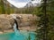 Natural bridge rock tunnel in Yoho National Park, British Columbia, Canada