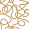 Natural brown tangled twine rope seamless pattern, vector