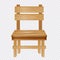 Natural brown wooden chair  vector illustration  transparent background