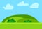 Natural cartoon landscape in the flat style with green hills