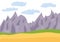 Natural cartoon landscape in the flat style with mountains