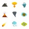 Natural catastrophe icons set, flat style