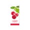 Natural cherry juice label template. Sweet fruit product. Delicious summer drink. Vertical promo banner or card