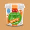 Natural classic Greek nonfat yogurt jar with apricot pieces , commercial vector advertising mock-up