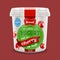 Natural classic Greek nonfat yogurt jar with cherry pieces , commercial vector advertising mock-up