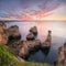 Natural cliffs and beaches, Algarve, Lagoa, Portugal. Summer season.