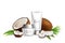 Natural coconut skin care cosmetics, vector illustration