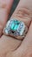 Natural Colombian emerald silver ring for men. The hand carved ring with vintage and Malay traditional design. Great craftsmanship