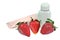 Natural cosmetic products with strawberry isolated on a white ba