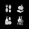 Natural cosmetics white glyph icons set for dark mode