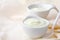 Natural creamy white yogurt in cup