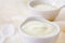 Natural creamy white yogurt in cup