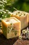 Natural cubes of chamomile soap made of fresh ingredients