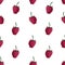 Natural delicious juicy organic berries seamless pattern with raspberries, vector color illustration on white background, isolated