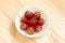 Natural delicious sweet dessert. Strawberries top view with copy space.