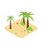 Natural Desert landscape isometric palm trees with tropical land with sand and rocks