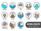 Natural disaster basic circle icon set with tide volcano erupting earthquake flood isolated vector design