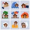 Natural disaster, house insurance business service vector icons.