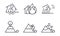 Natural disaster icons set, flood, fire, hurricane, volcanic eruption, rockfall, snow avalanche vector Illustration on a