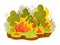 Natural disasters forest fires. Landscape burning forest fires with burning trees. Cataclysm, catastrophe, destruction of nature.