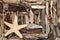 Natural Driftwood and Starfish Abstract Background