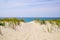 Natural dune access to sand beach of le porge in atlantic ocean France