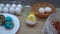Natural easter egg coloring equipment and beautiful painted eggs. Gimbal