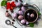 Natural Easter egg dye purple. Homemade Eggs are painted with natural egg dye from dried hibiscus flowers.