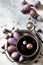 Natural Easter egg dye purple. Homemade Eggs are painted with natural egg dye from dried hibiscus flowers.