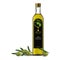 Natural extra virgin olive oil realistic glass bottles with labels. Layout of food identity branding, modern packaging design